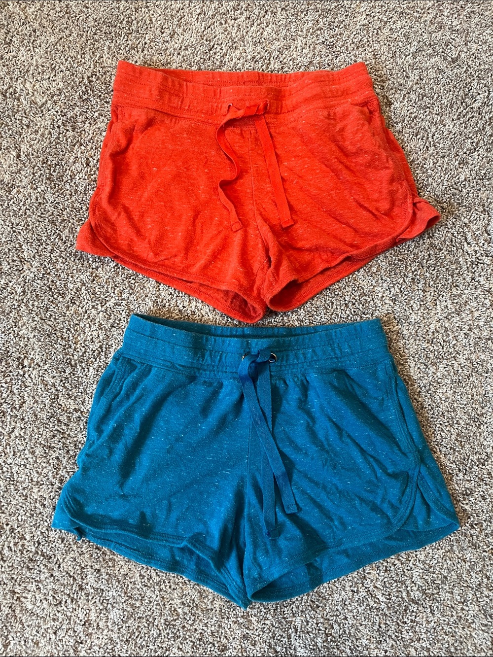 Athletic Works Orange and Teal Drawstring Women’s Athletic Shorts